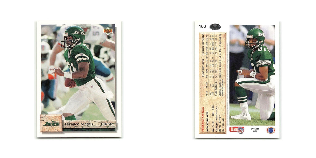 Terance Mathis 1992 Upper Deck #160 New York Jets Football Card NM