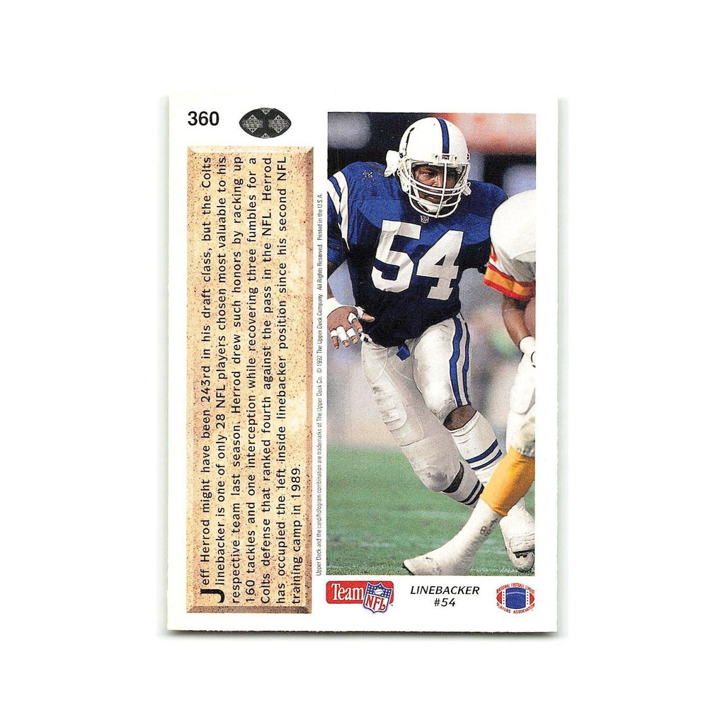 Jeff Herrod 1992 Upper Deck #360 Indianapolis Colts Football Card NM