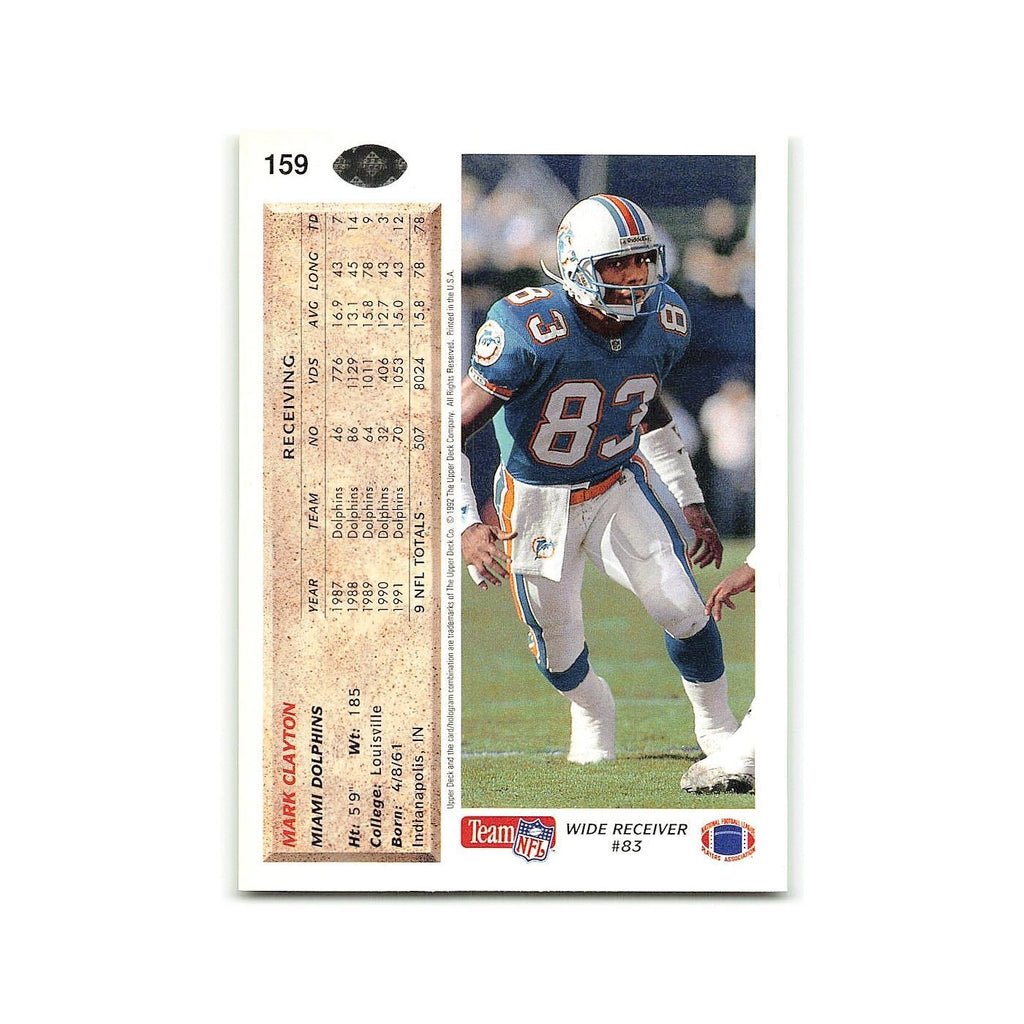 Mark Clayton 1992 Upper Deck #159 Miami Dolphins Football Card NM