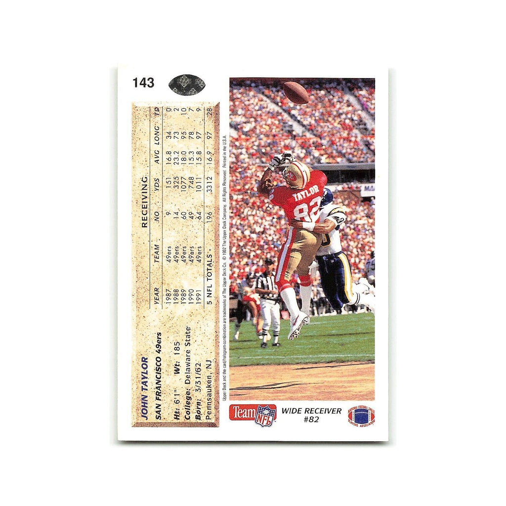 John Taylor 1992 Upper Deck #143 San Francisco 49ers Football Card NM