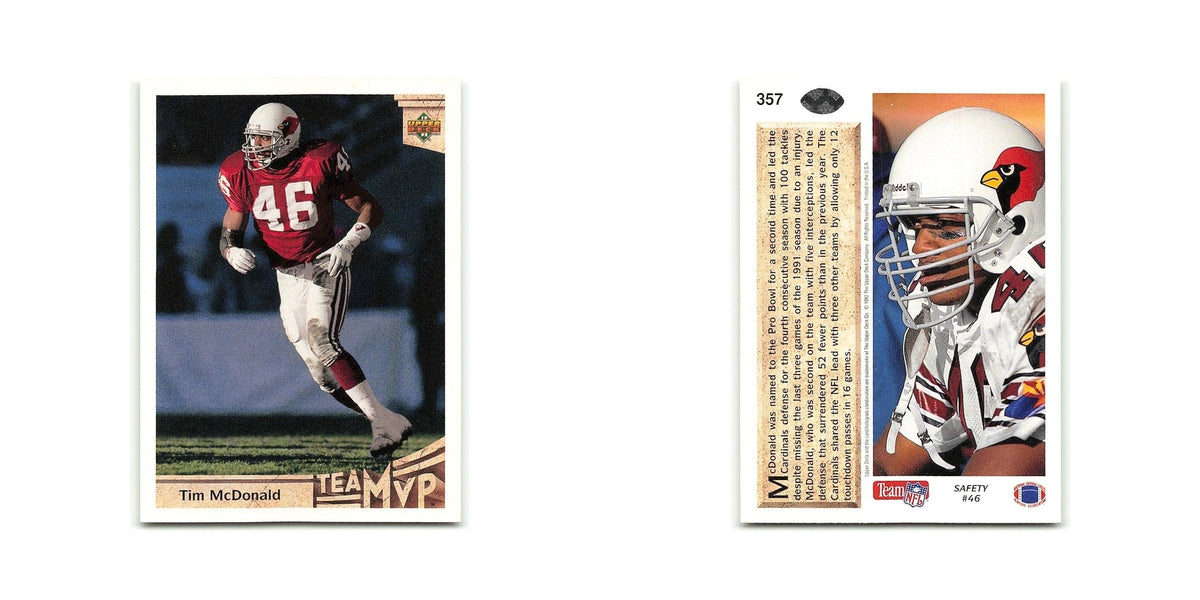 Tim McDonald 1992 Upper Deck #357 Phoenix Cardinals Football Card NM