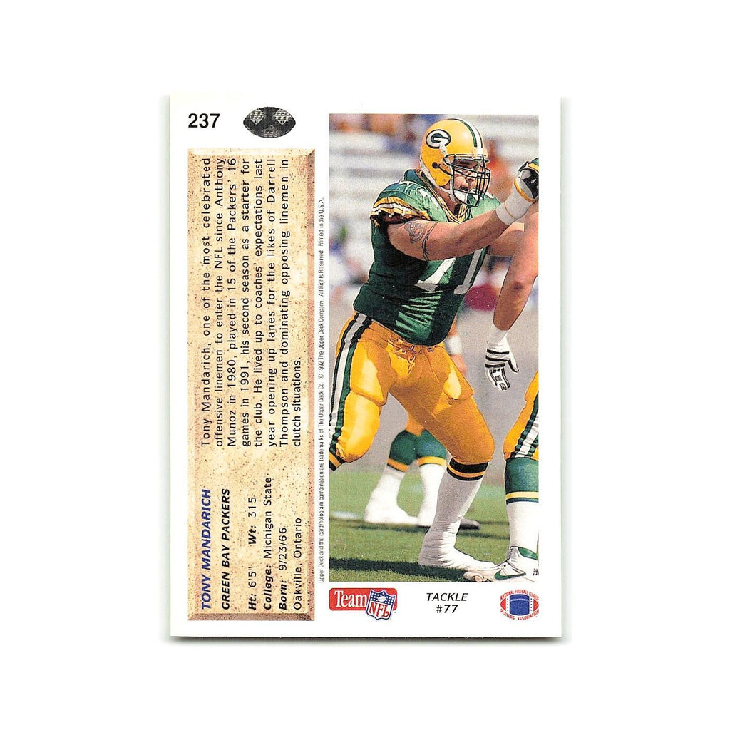 Tony Mandarich 1992 Upper Deck #237 Green Bay Packers Football Card NM