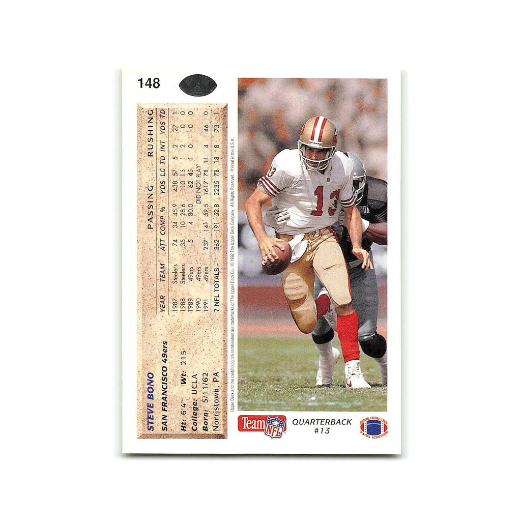 Steve Bono 1992 Upper Deck #148 San Francisco 49ers Football Card NM