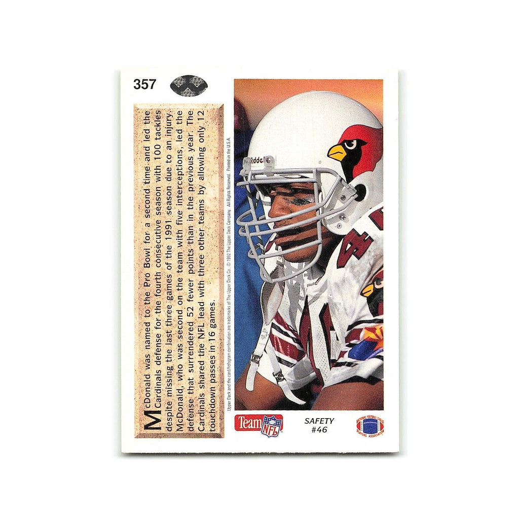 Tim McDonald 1992 Upper Deck #357 Phoenix Cardinals Football Card NM