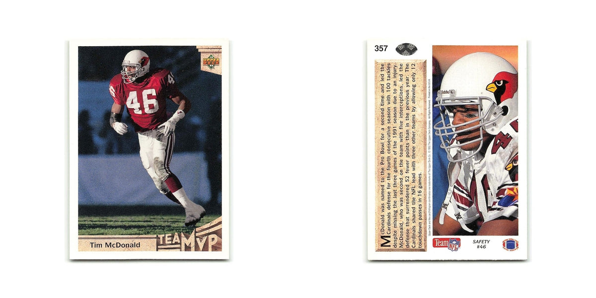 Tim McDonald 1992 Upper Deck #357 Phoenix Cardinals Football Card NM
