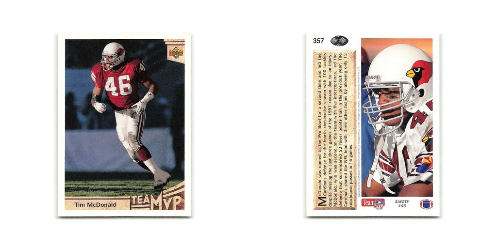 Tim McDonald 1992 Upper Deck #357 Phoenix Cardinals Football Card NM