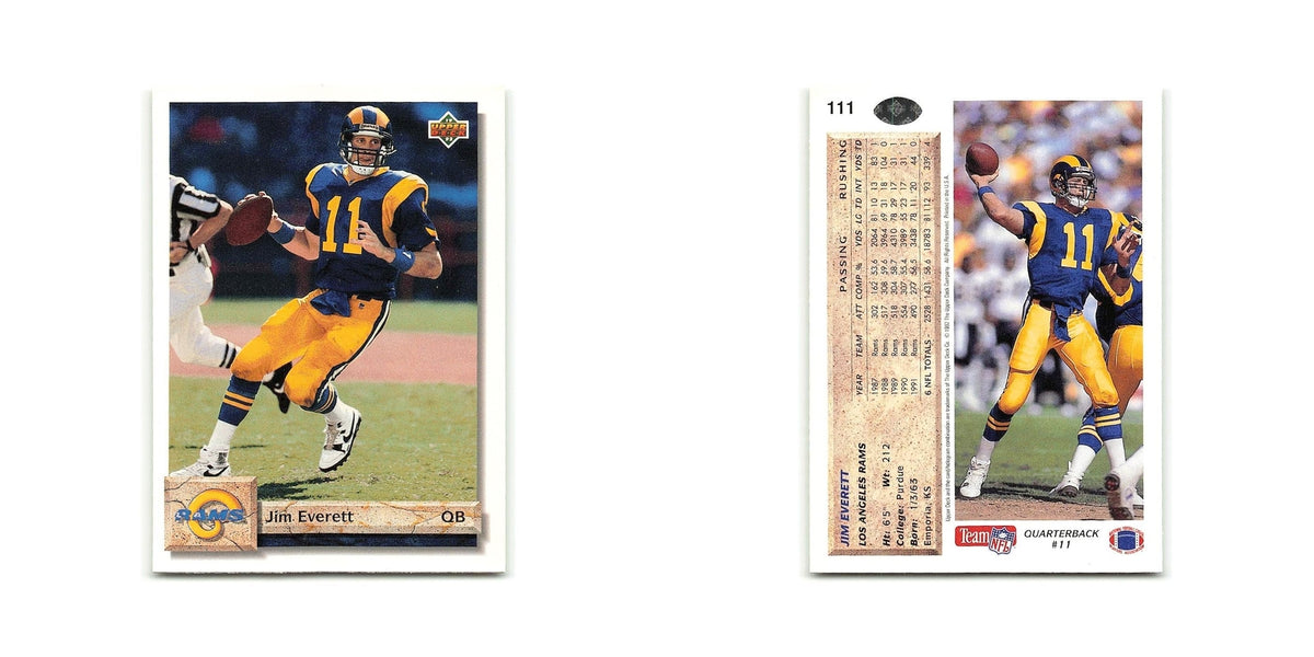 Jim Everett 1992 Upper Deck #111 Los Angeles Rams Football Card NM