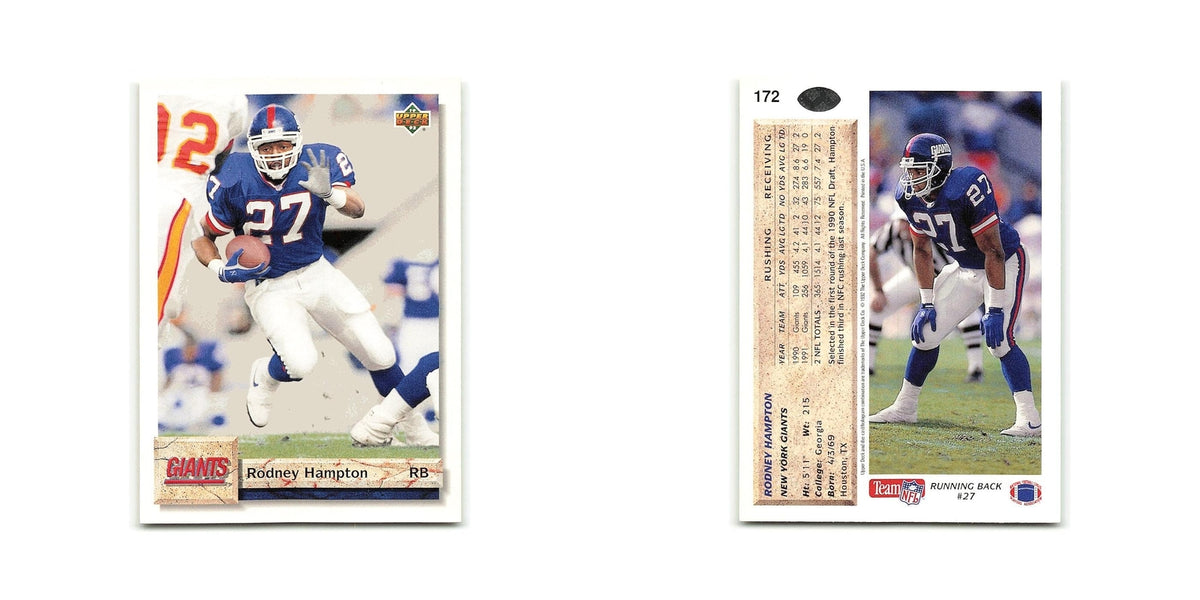 Rodney Hampton 1992 Upper Deck #172 New York Giants Football Card NM