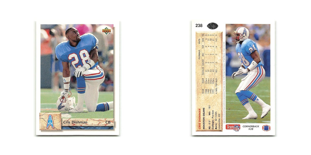 Cris Dishman 1992 Upper Deck #238 Houston Oilers Football Card NM
