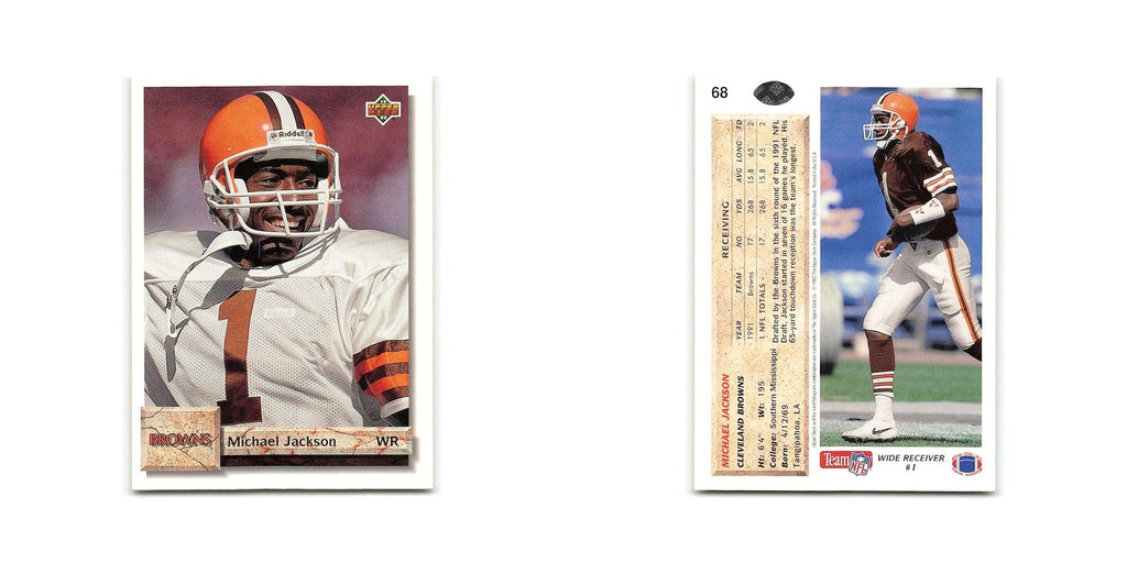 Michael Jackson 1992 Upper Deck #68 Cleveland Browns Football Card NM