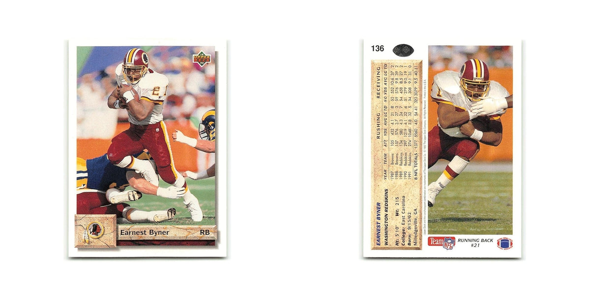 Earnest Byner 1992 Upper Deck #136 Washington Redskins Football Card NM