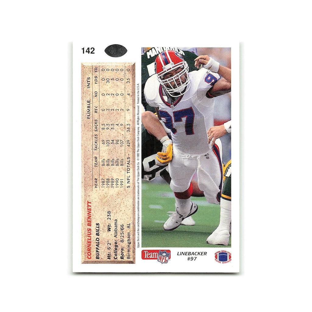 Cornelius Bennett 1992 Upper Deck #142 Buffalo Bills Football Card NM