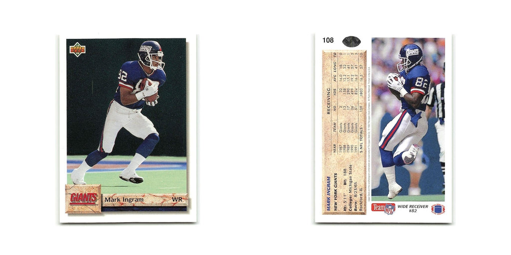 Mark Ingram 1992 Upper Deck #108 New York Giants Football Card NM