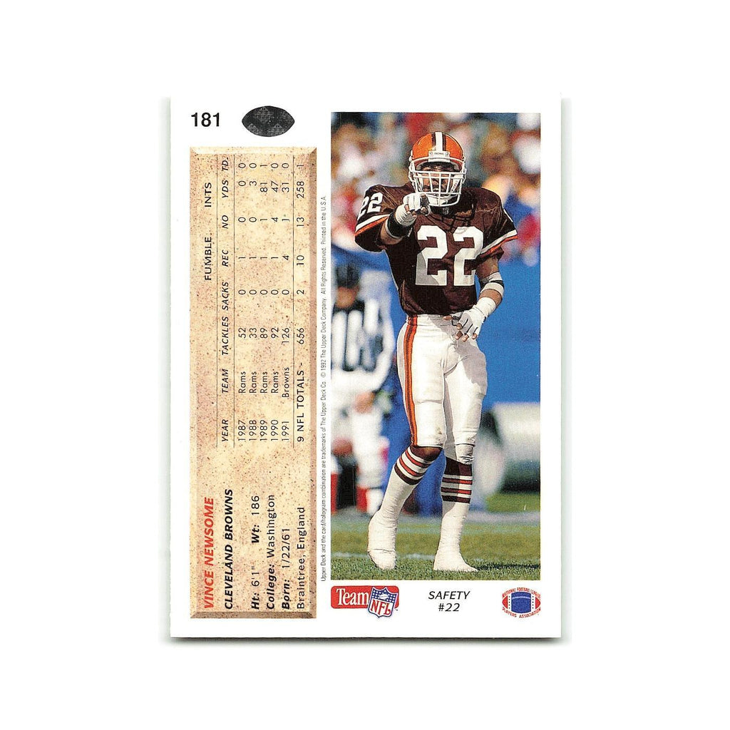 Vince Newsome 1992 Upper Deck #181 Cleveland Browns Football Card NM