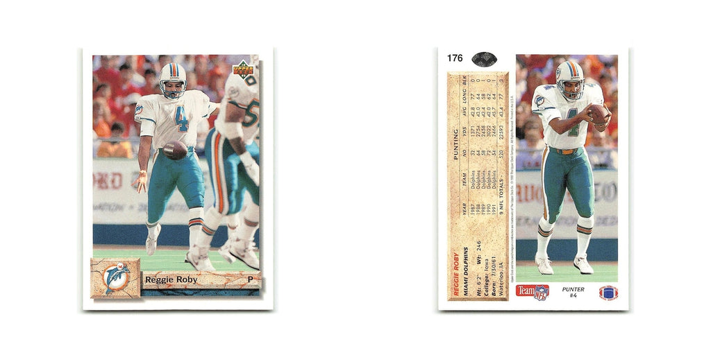 Reggie Roby 1992 Upper Deck #176 Miami Dolphins Football Card NM