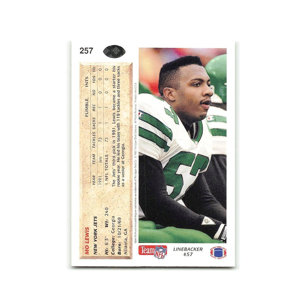 Mo Lewis 1992 Upper Deck #257 New York Jets Football Card NM