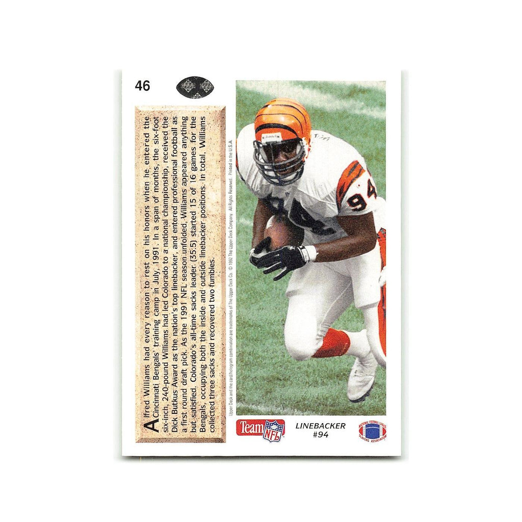 Alfred Williams Rookie 1992 Upper Deck #46 Cincinnati Bengals Football Card NM