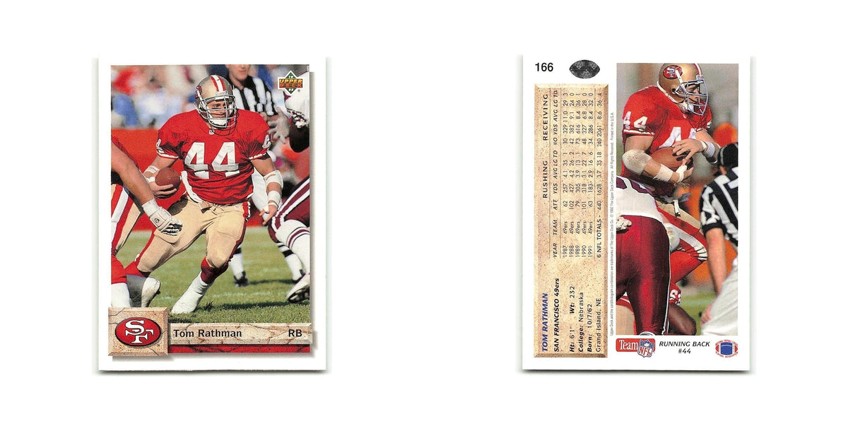 Tom Rathman 1992 Upper Deck #166 San Francisco 49ers Football Card NM