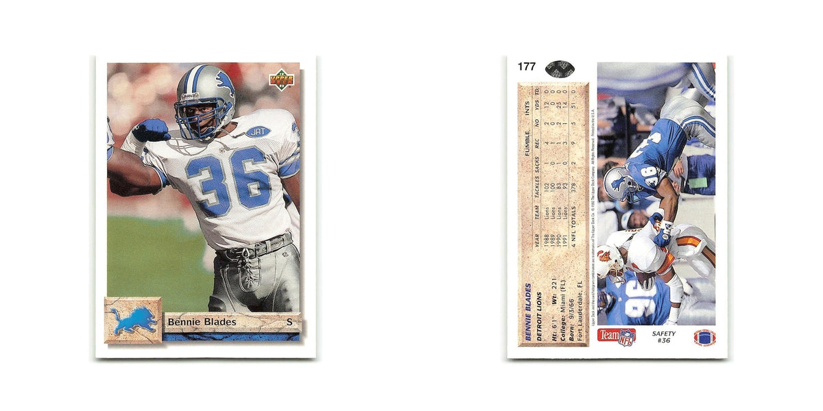 Bennie Blades 1992 Upper Deck #177 Detroit Lions Football Card NM