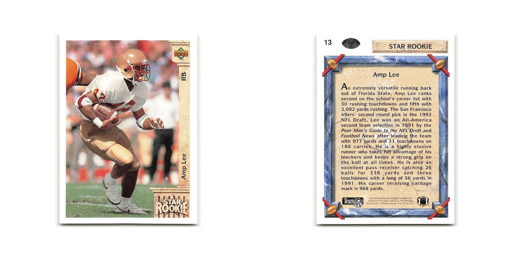 Amp Lee Rookie 1992 Upper Deck #13 San Francisco 49ers Football Card NM
