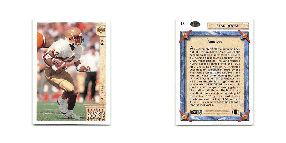 Amp Lee Rookie 1992 Upper Deck #13 San Francisco 49ers Football Card NM