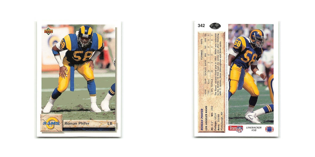 Roman Phifer 1992 Upper Deck #342 Los Angeles Rams Football Card NM