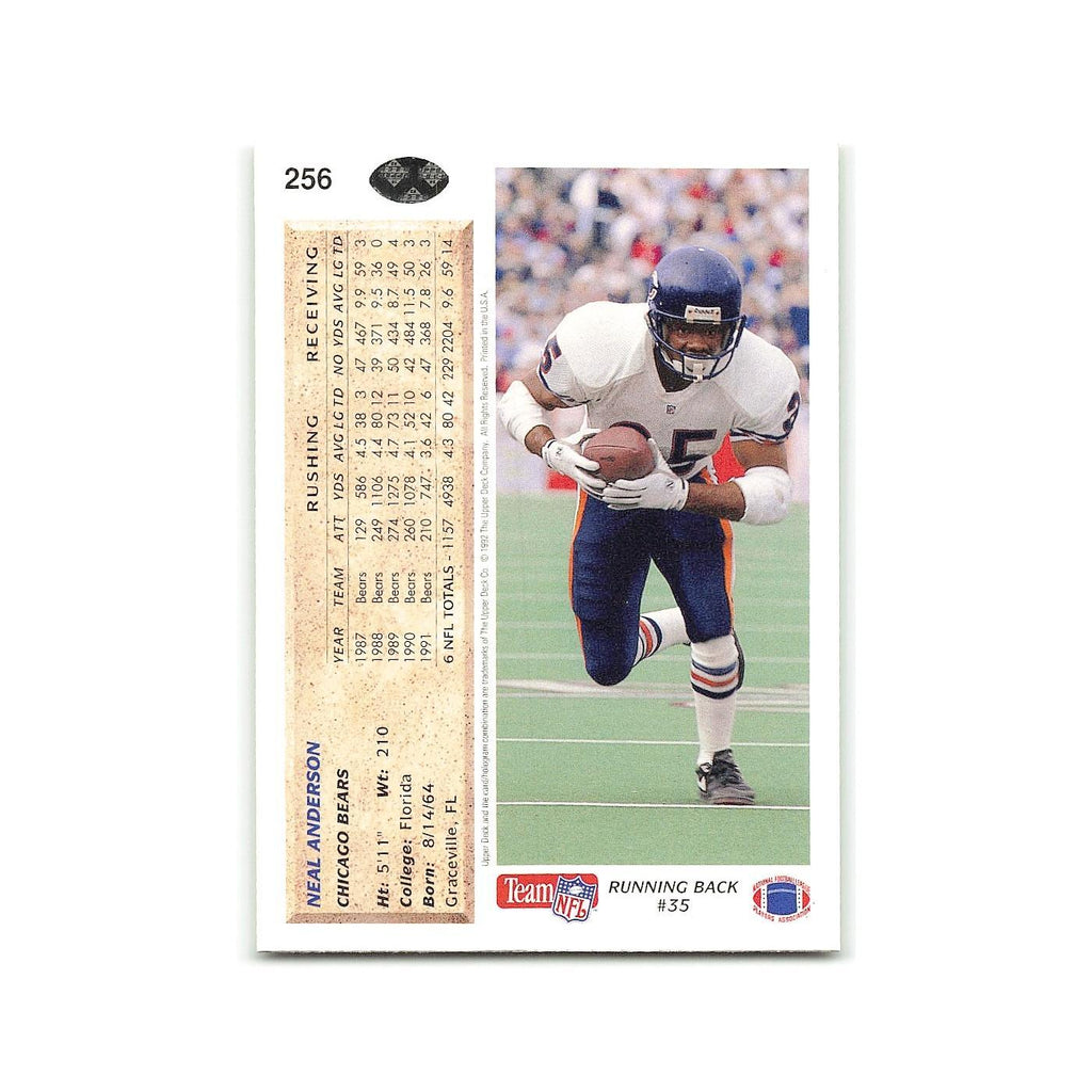 Neal Anderson 1992 Upper Deck #256 Chicago Bears Football Card NM