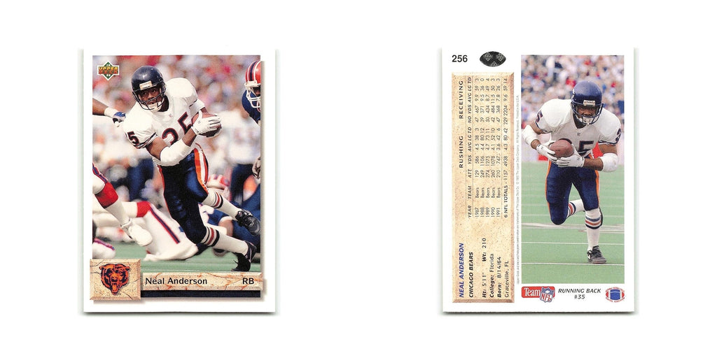 Neal Anderson 1992 Upper Deck #256 Chicago Bears Football Card NM