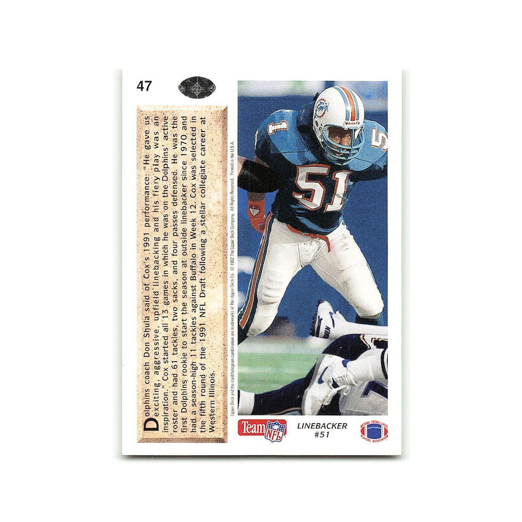 Bryan Cox Rookie 1992 Upper Deck #47 Miami Dolphins Football Card NM
