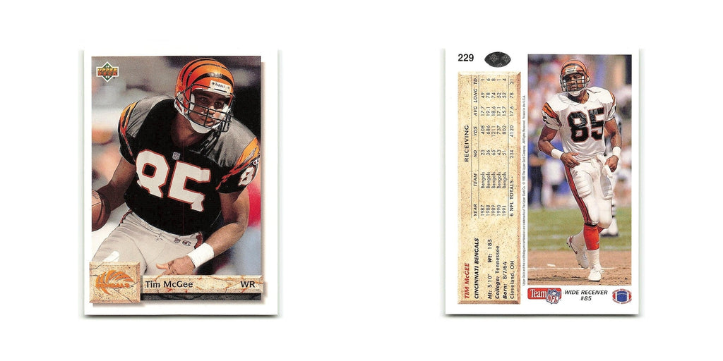 Tim McGee 1992 Upper Deck #229 Cincinnati Bengals Football Card NM