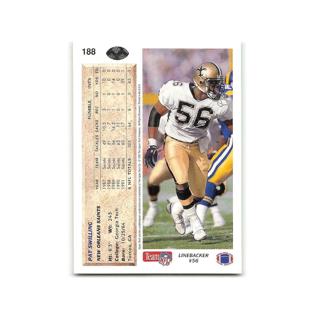 Pat Swilling 1992 Upper Deck #188 New Orleans Saints Football Card NM