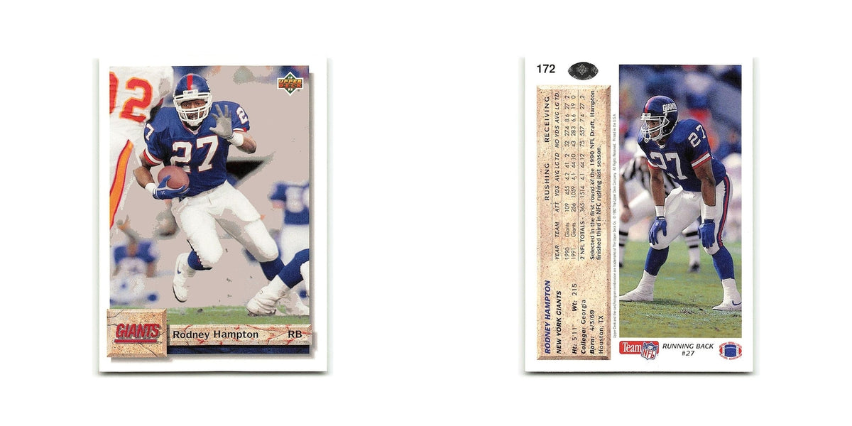 Rodney Hampton 1992 Upper Deck #172 New York Giants Football Card NM