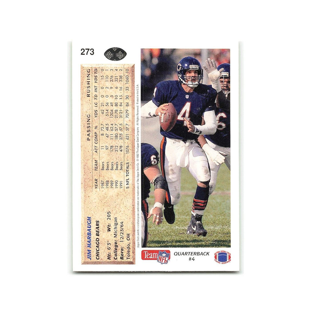 Jim Harbaugh 1992 Upper Deck #273 Chicago Bears Football Card NM