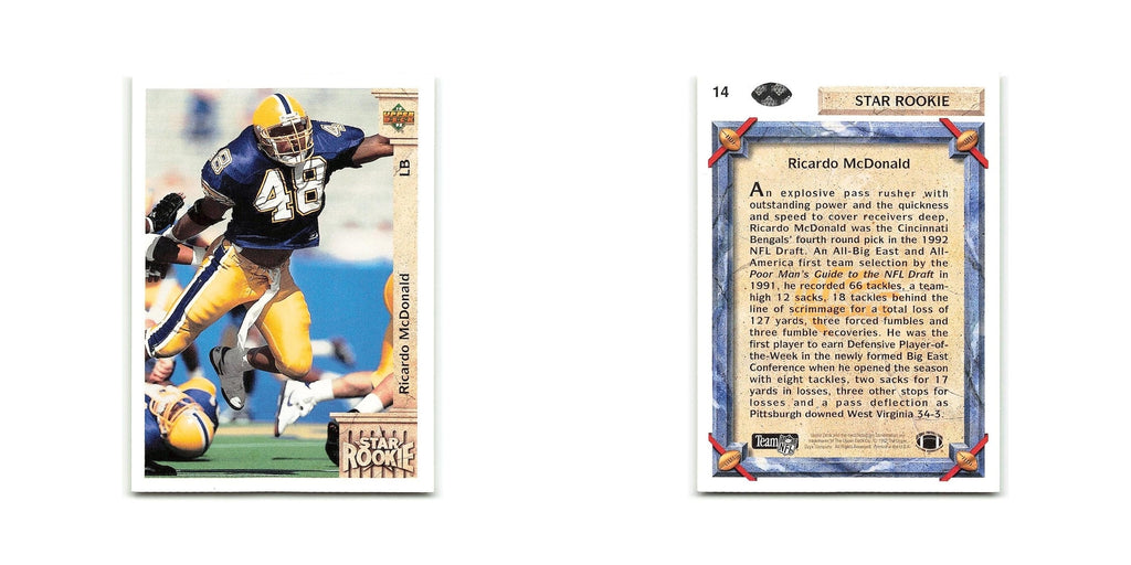 Ricardo McDonald Rookie 1992 Upper Deck #14 Cincinnati Bengals Football Card NM