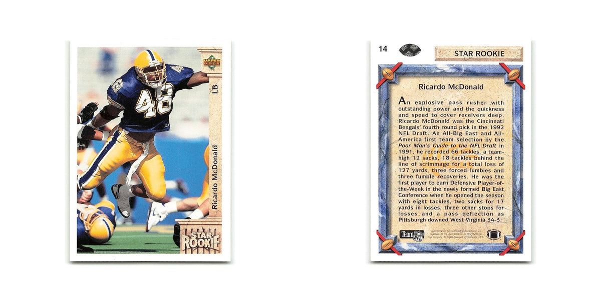 Ricardo McDonald Rookie 1992 Upper Deck #14 Cincinnati Bengals Football Card NM
