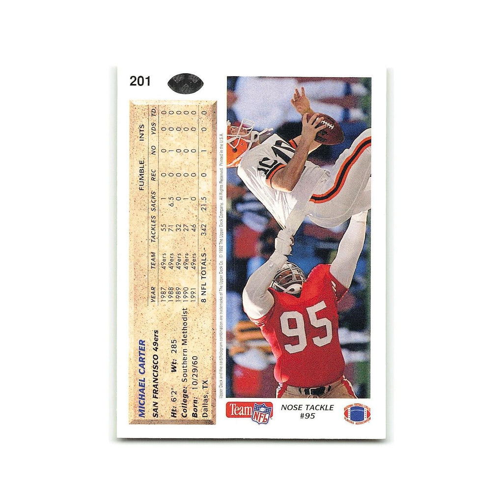 Michael Carter 1992 Upper Deck #201 San Francisco 49ers Football Card NM