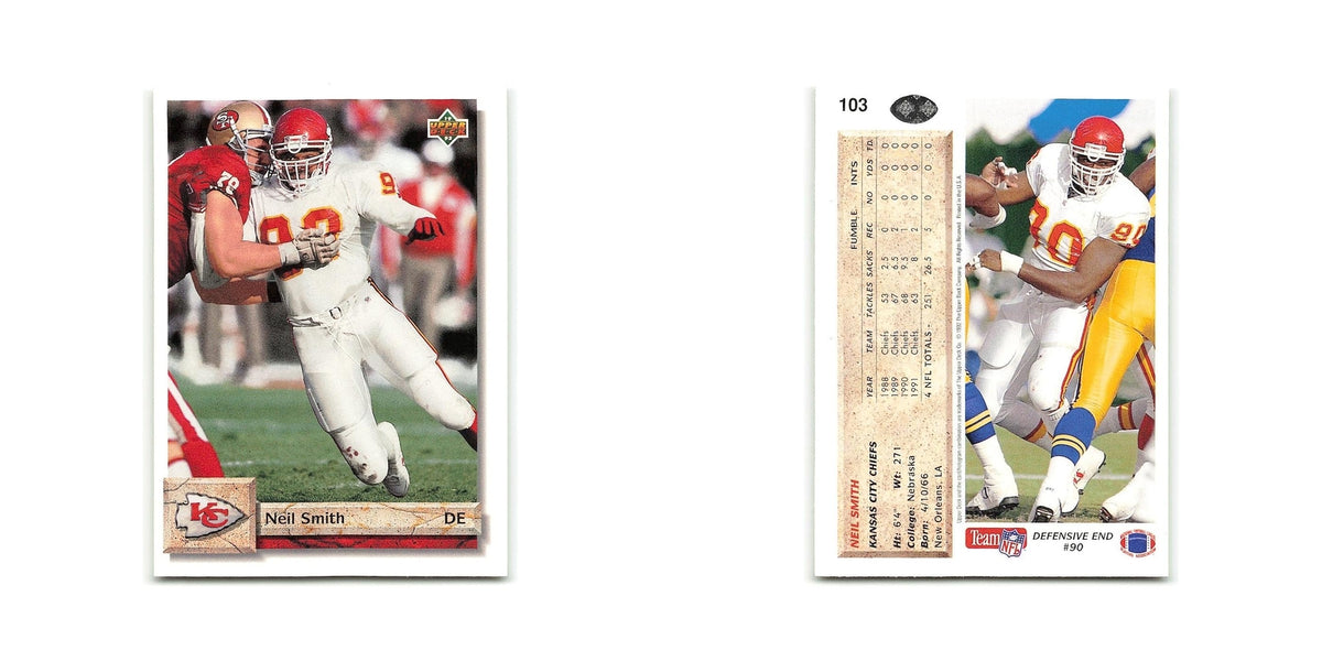 Neil Smith 1992 Upper Deck #103 Kansas City Chiefs Football Card NM