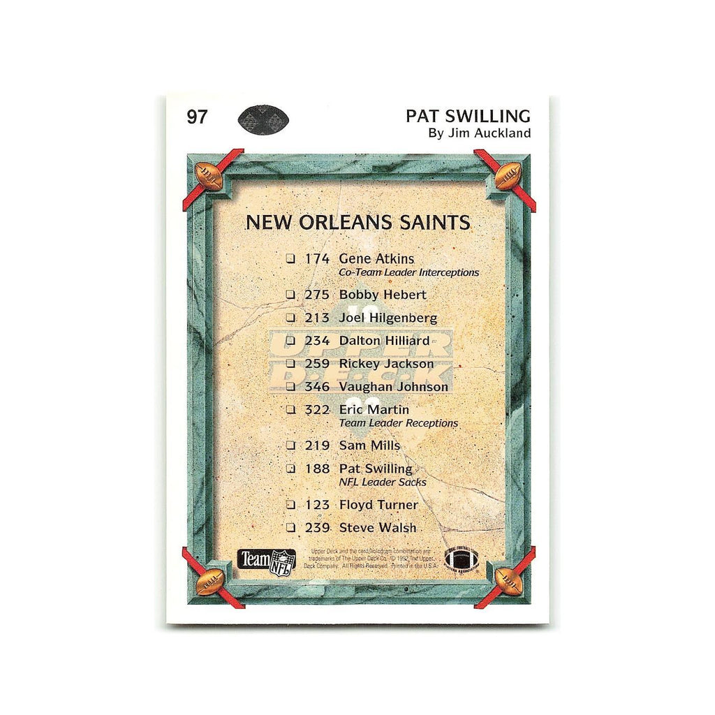 Pat Swilling 1992 Upper Deck #97 New Orleans Saints Football Card NM