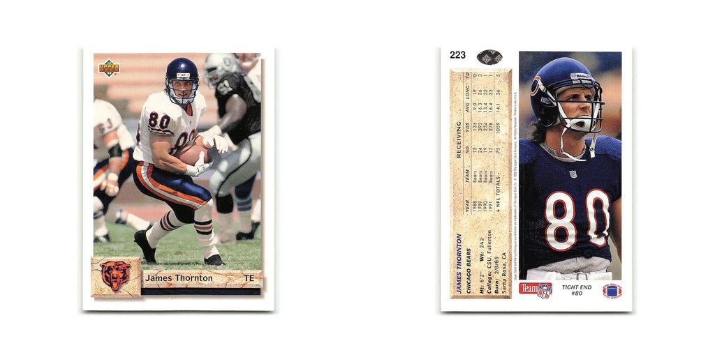 James Thornton 1992 Upper Deck #223 Chicago Bears Football Card NM