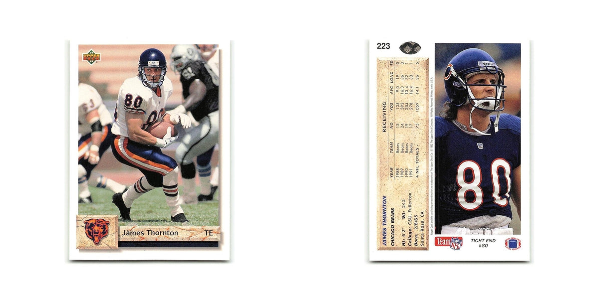 James Thornton 1992 Upper Deck #223 Chicago Bears Football Card NM
