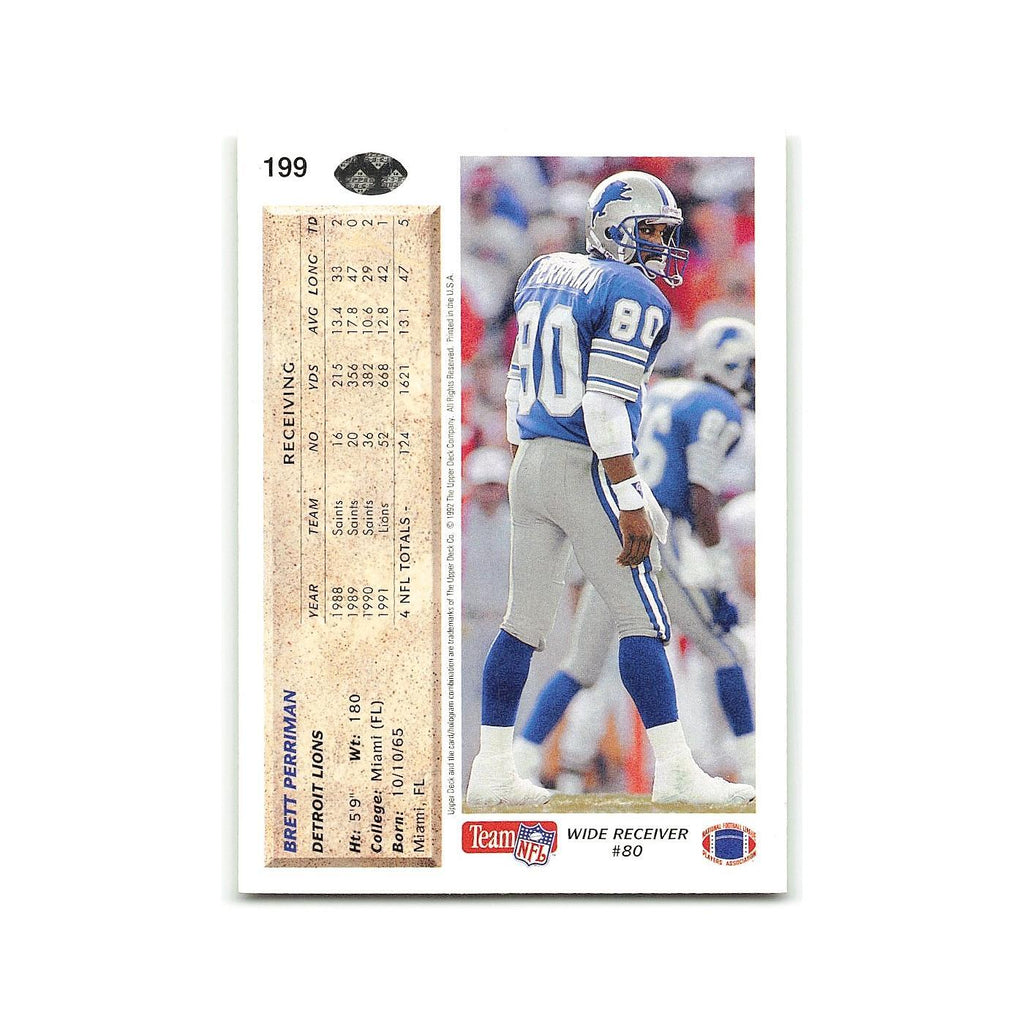 Brett Perriman 1992 Upper Deck #199 Detroit Lions Football Card NM