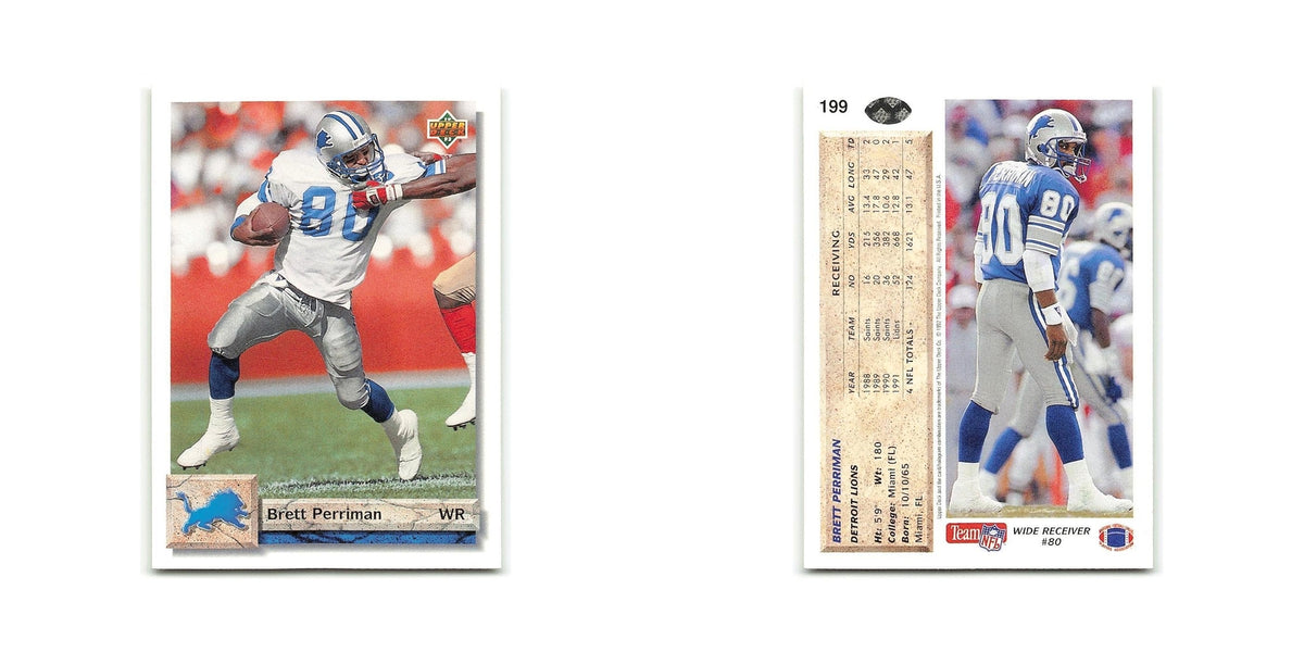 Brett Perriman 1992 Upper Deck #199 Detroit Lions Football Card NM