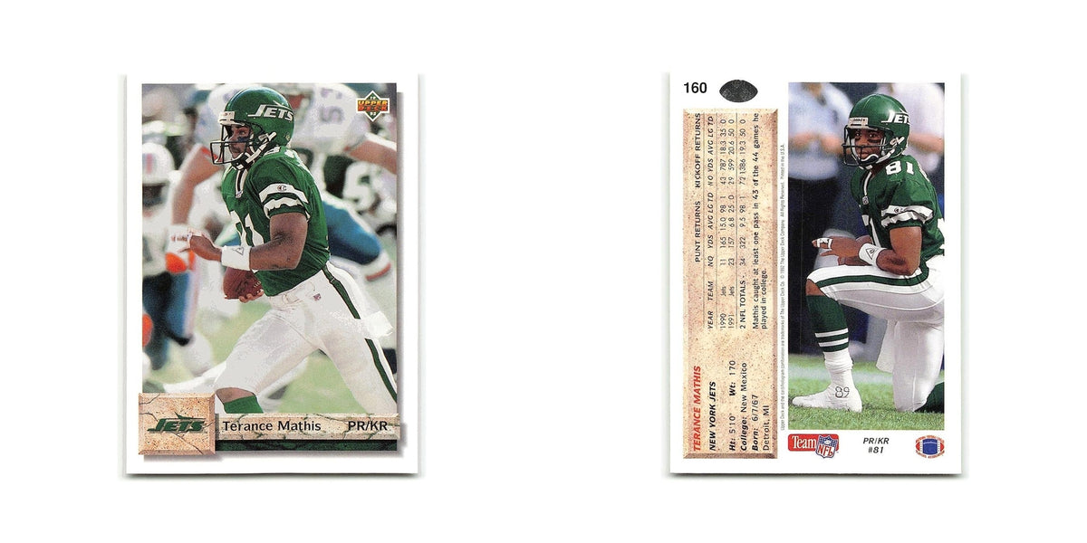 Terance Mathis 1992 Upper Deck #160 New York Jets Football Card NM