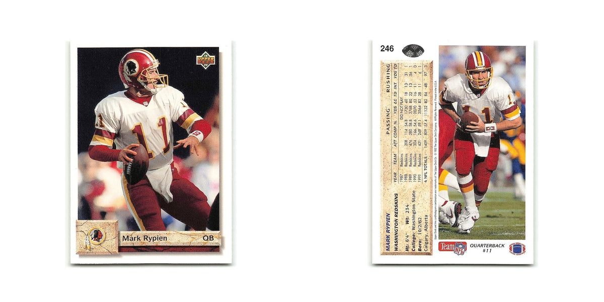 Mark Rypien 1992 Upper Deck #246 Washington Redskins Football Card NM