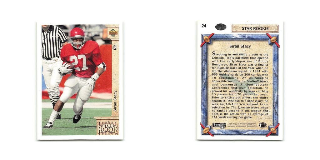 Siran Stacy Rookie 1992 Upper Deck #24 Philadelphia Eagles Football Card NM