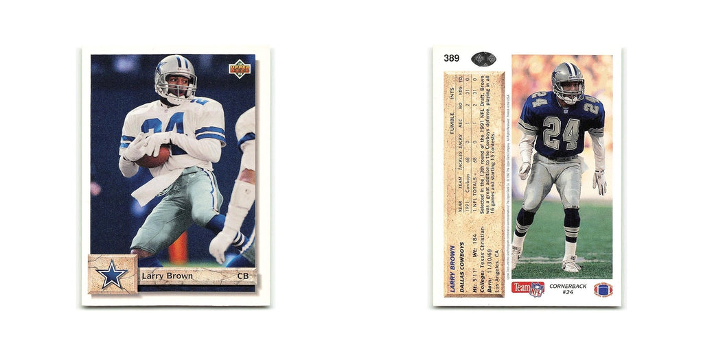 Larry Brown 1992 Upper Deck #389 Dallas Cowboys Football Card NM