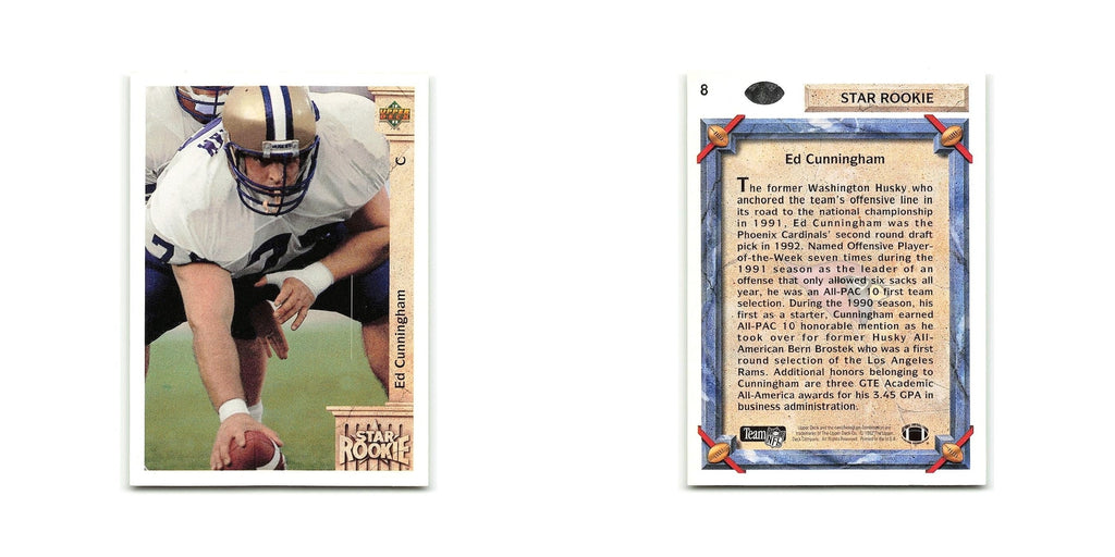 Ed Cunningham Rookie 1992 Upper Deck #8 Phoenix Cardinals Football Card NM