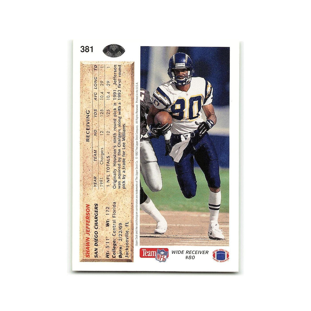 Shawn Jefferson 1992 Upper Deck #381 San Diego Chargers Football Card NM