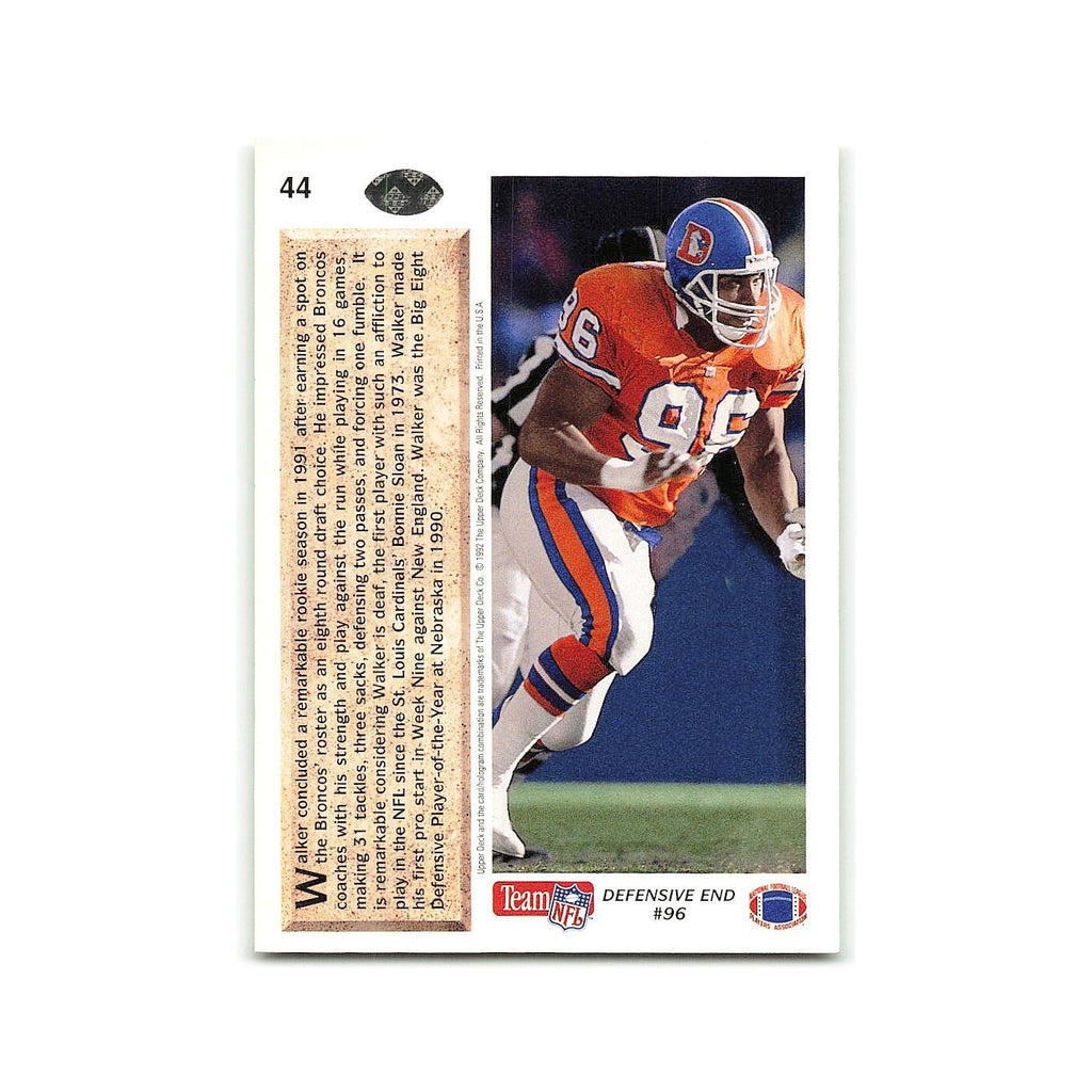 Kenny Walker Rookie 1992 Upper Deck #44 Denver Broncos Football Card NM