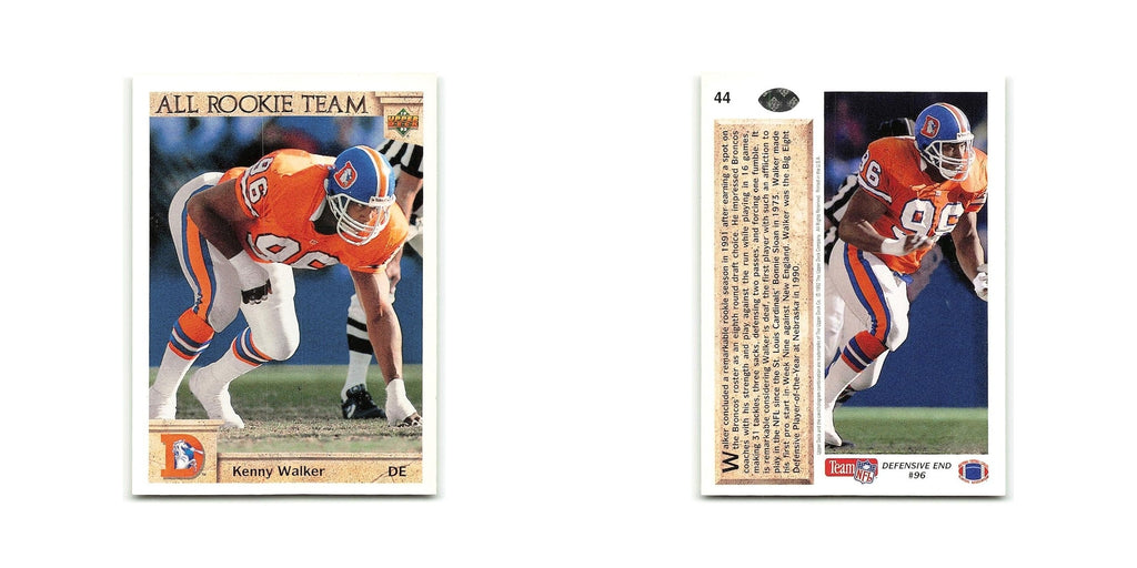 Kenny Walker Rookie 1992 Upper Deck #44 Denver Broncos Football Card NM